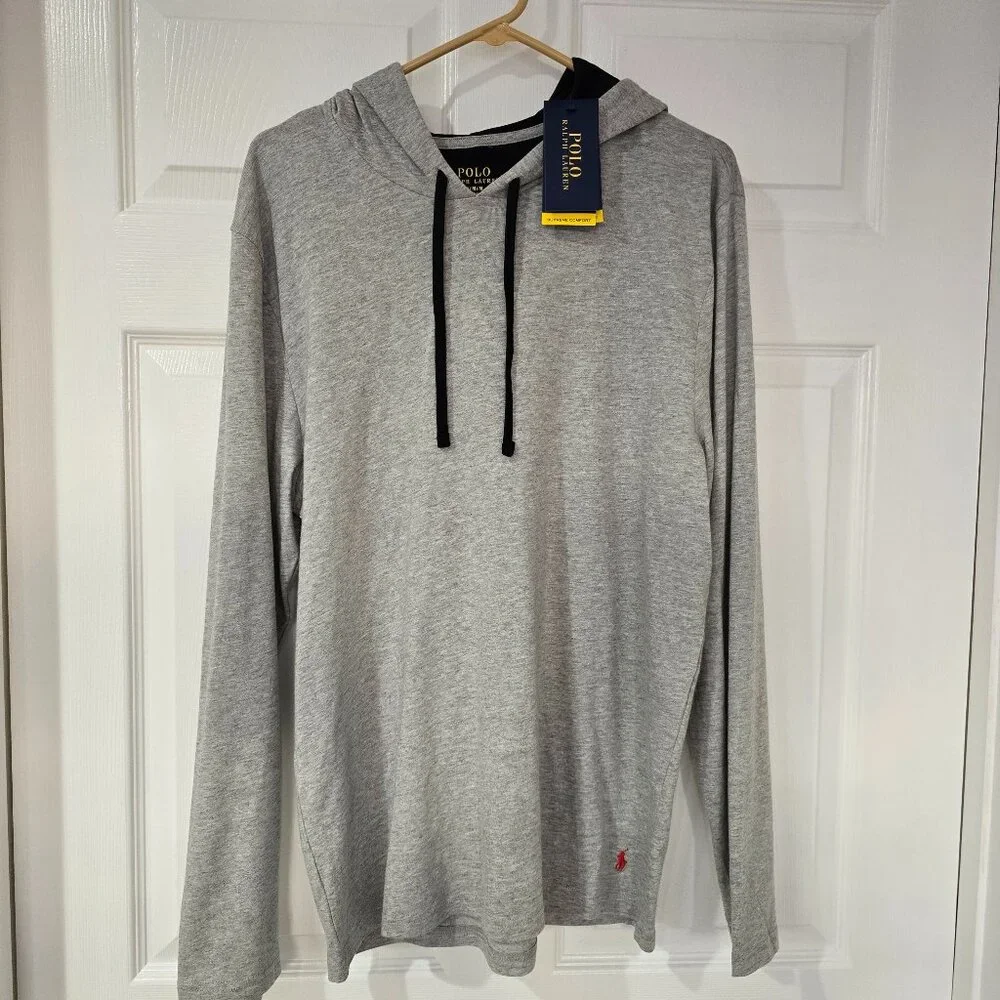 Polo Ralph Lauren Men's Supreme Comfort Long Sleeve Hooded Shirt Gray Medium NWT